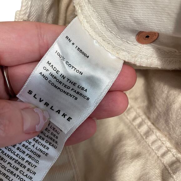 SLVRLAKE London High Rise Frayed Hem Straight Leg Jeans Ecru USA Made Size 27 - Picture 8 of 9